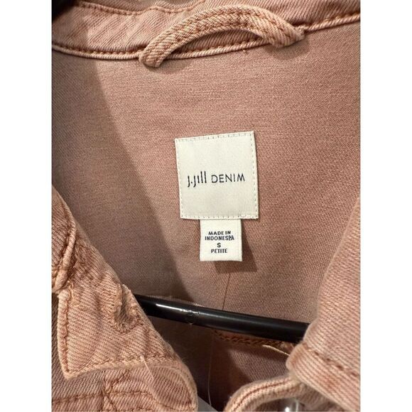 J Jill Denim Jean Jacket Womens Pink Button Up Trucker Stretch Pockets Sz SP - Picture 3 of 9